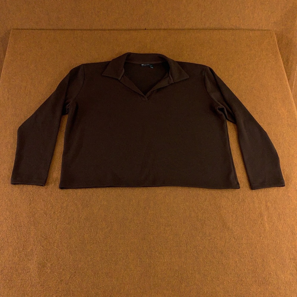 ASOS Womens Size Medium Chocolate Crown Knit Long Sleeve Rugby Collar Top New